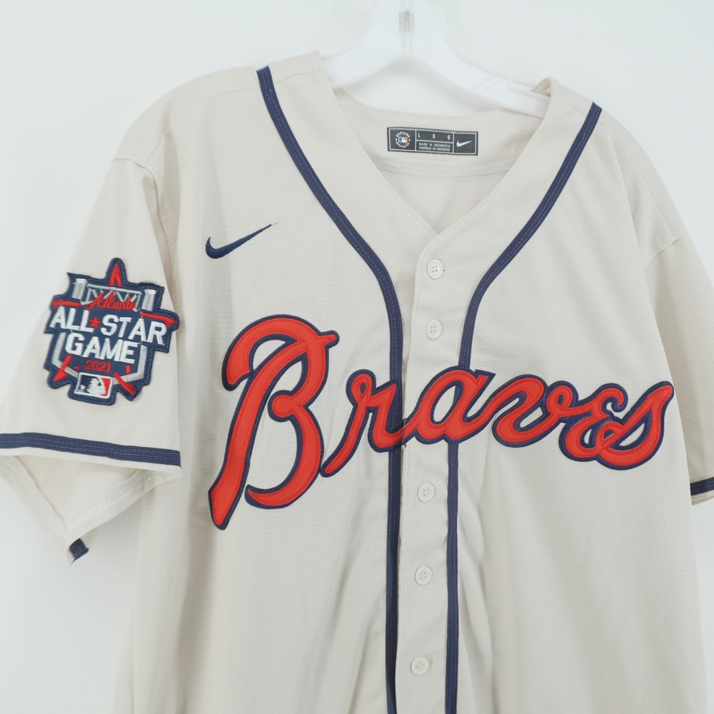 Nike Baseball Jersey Mens L Cream Atlanta Braves Chipper Jones 10 All Star Game